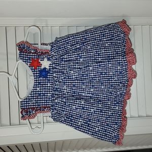 Red, White & Blue Patriotic Plaid Dress with Stars, Size 3-6 Months